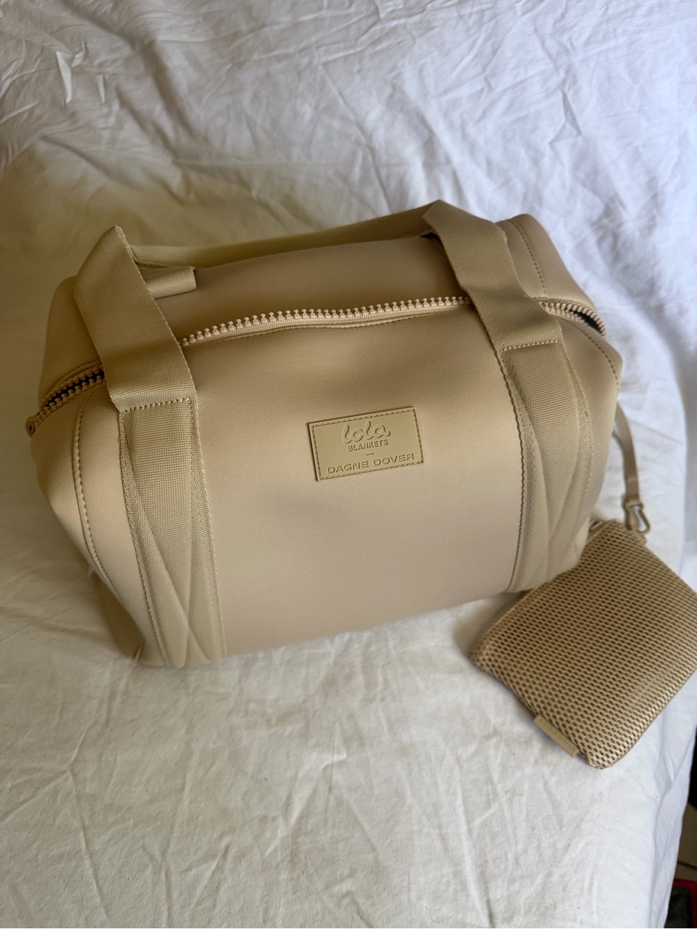 Lola Blankets x Dagne Dover Landon Neoprene Duffle Bag Set in Dune - Rare Collab